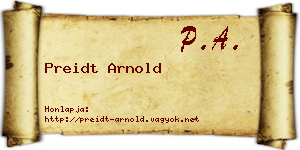 Preidt Arnold névjegykártya